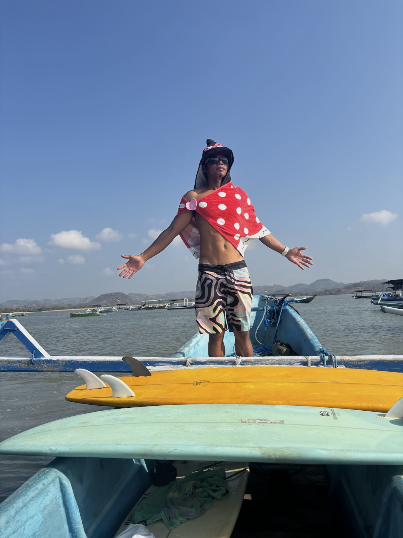 Dedy on a boat in Gerupuk