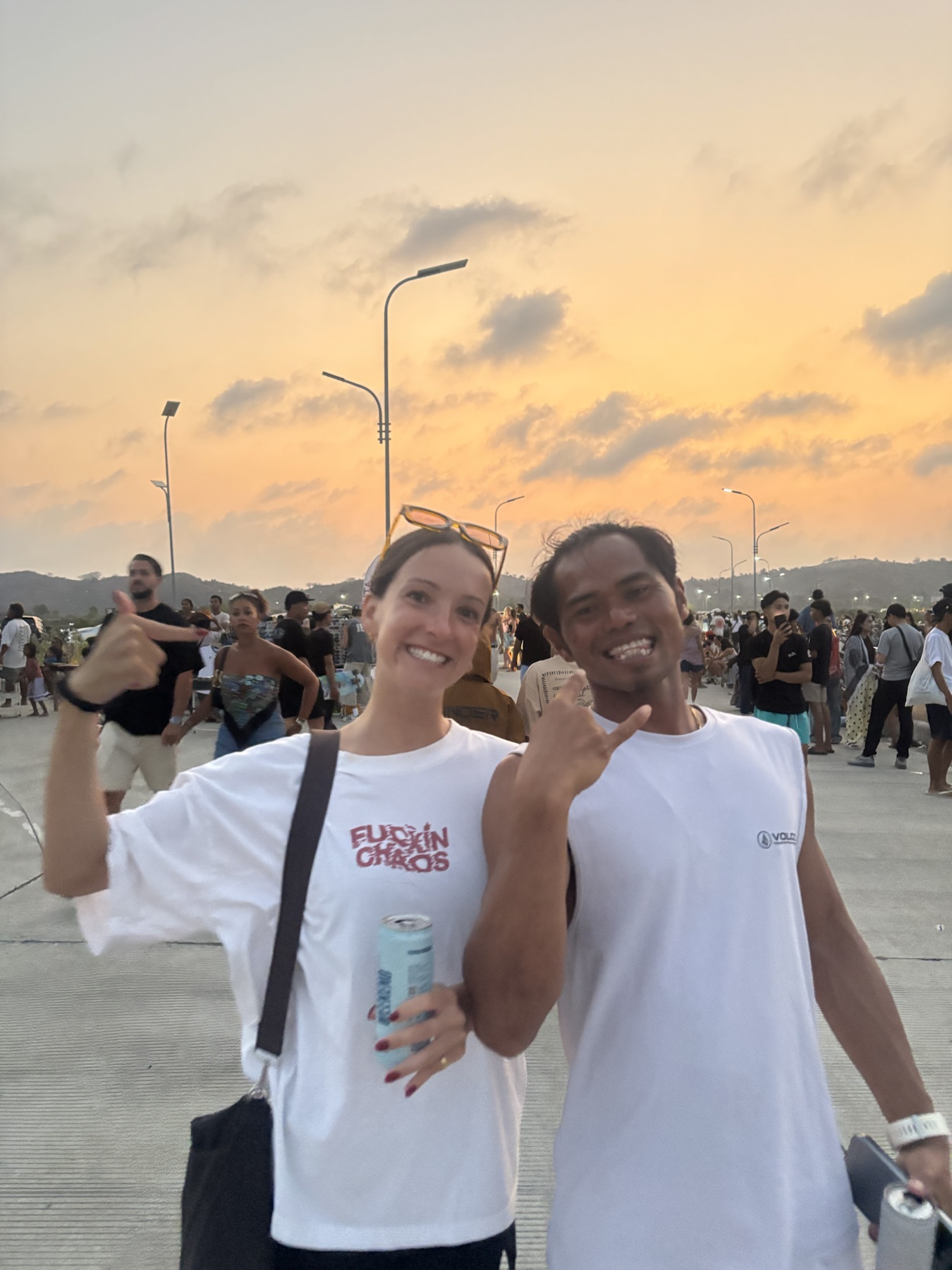 Dedy and a guest smiling after a day together