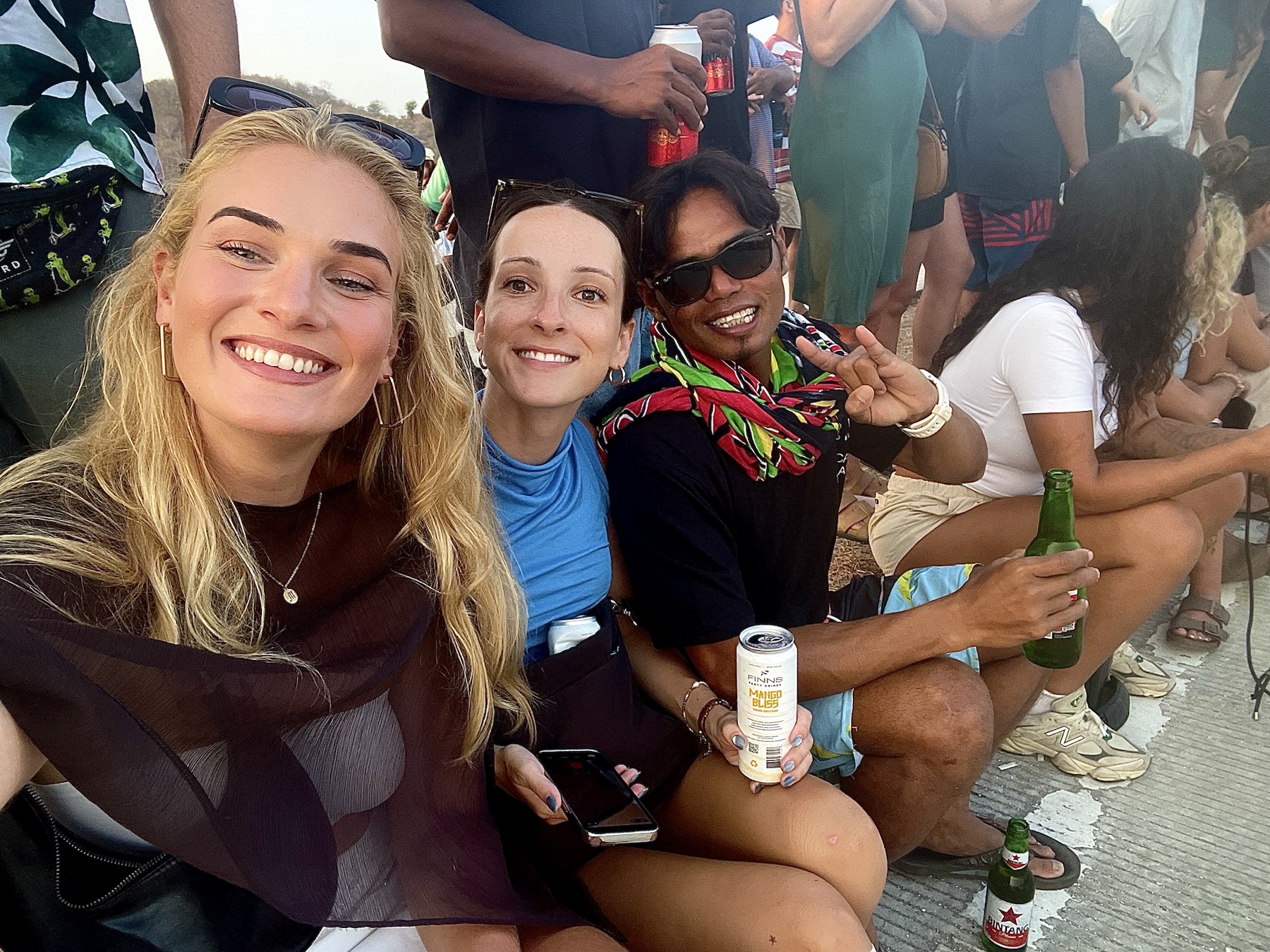 Friends sitting together on the boat